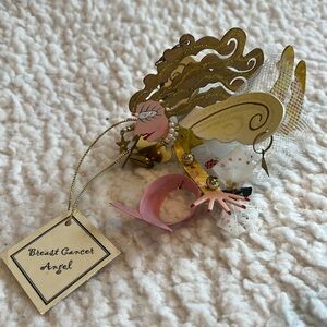 Karen Rossi Silvestri Fanciful Flights Angel Ornament; Breast Cancer Angel